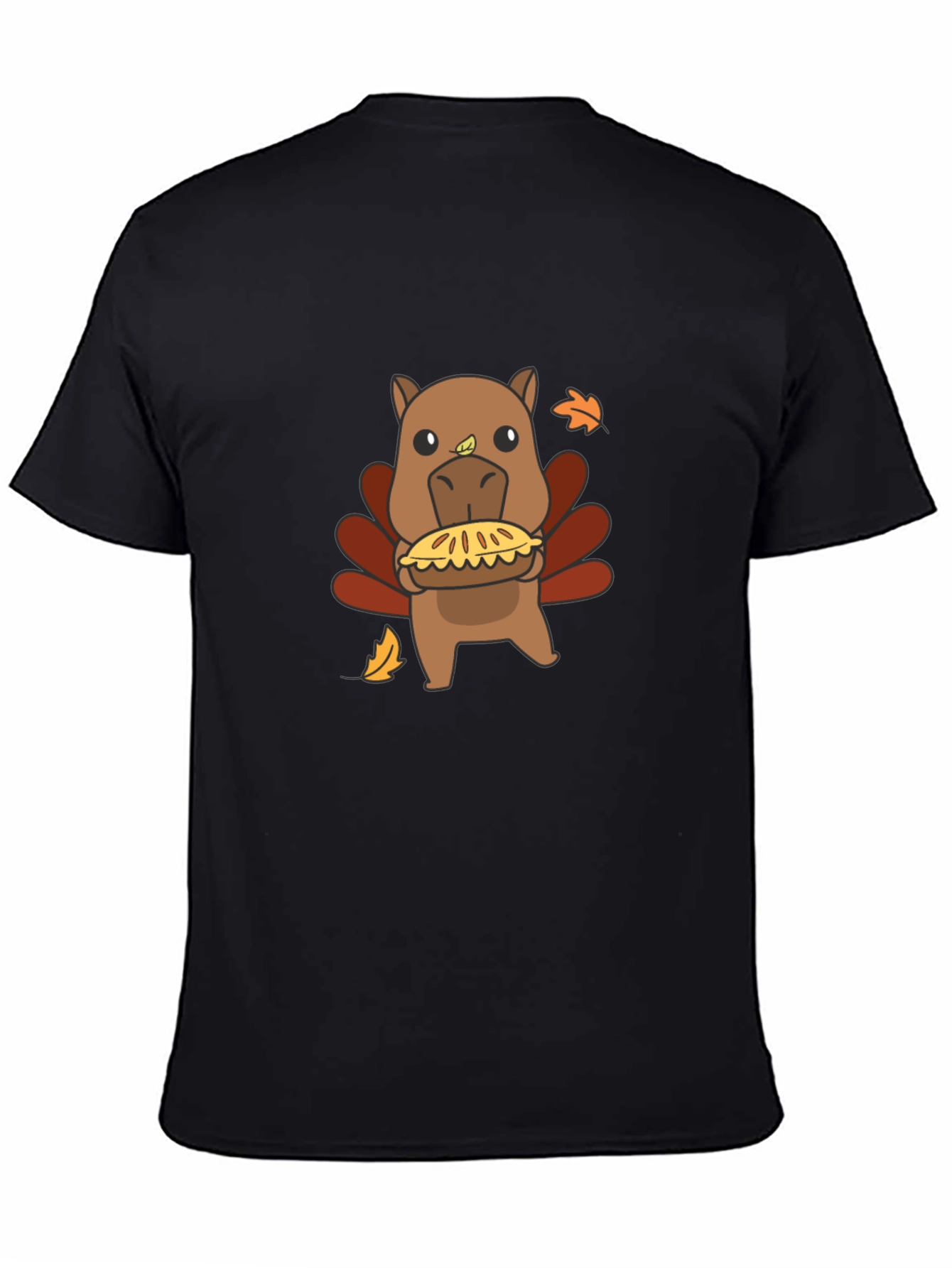 Camiseta Negra con Diseño Divertido de Pavo-Hipopótamo