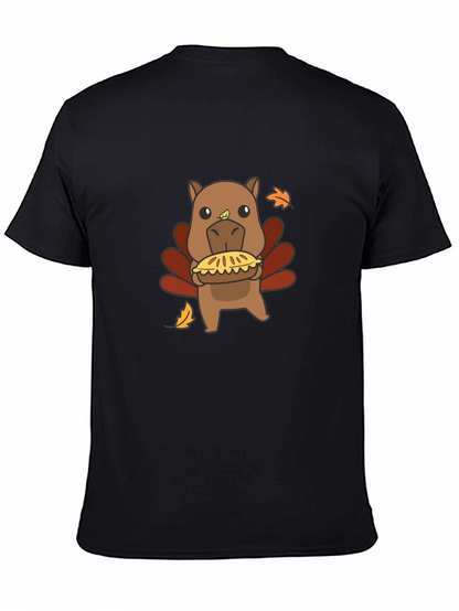 Camiseta Negra con Diseño Divertido de Pavo-Hipopótamo