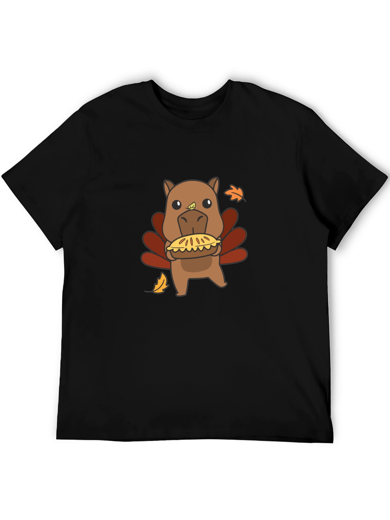 Camiseta Negra con Diseño Divertido de Pavo-Hipopótamo