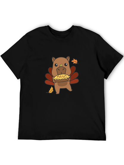 Camiseta Negra con Diseño Divertido de Pavo-Hipopótamo