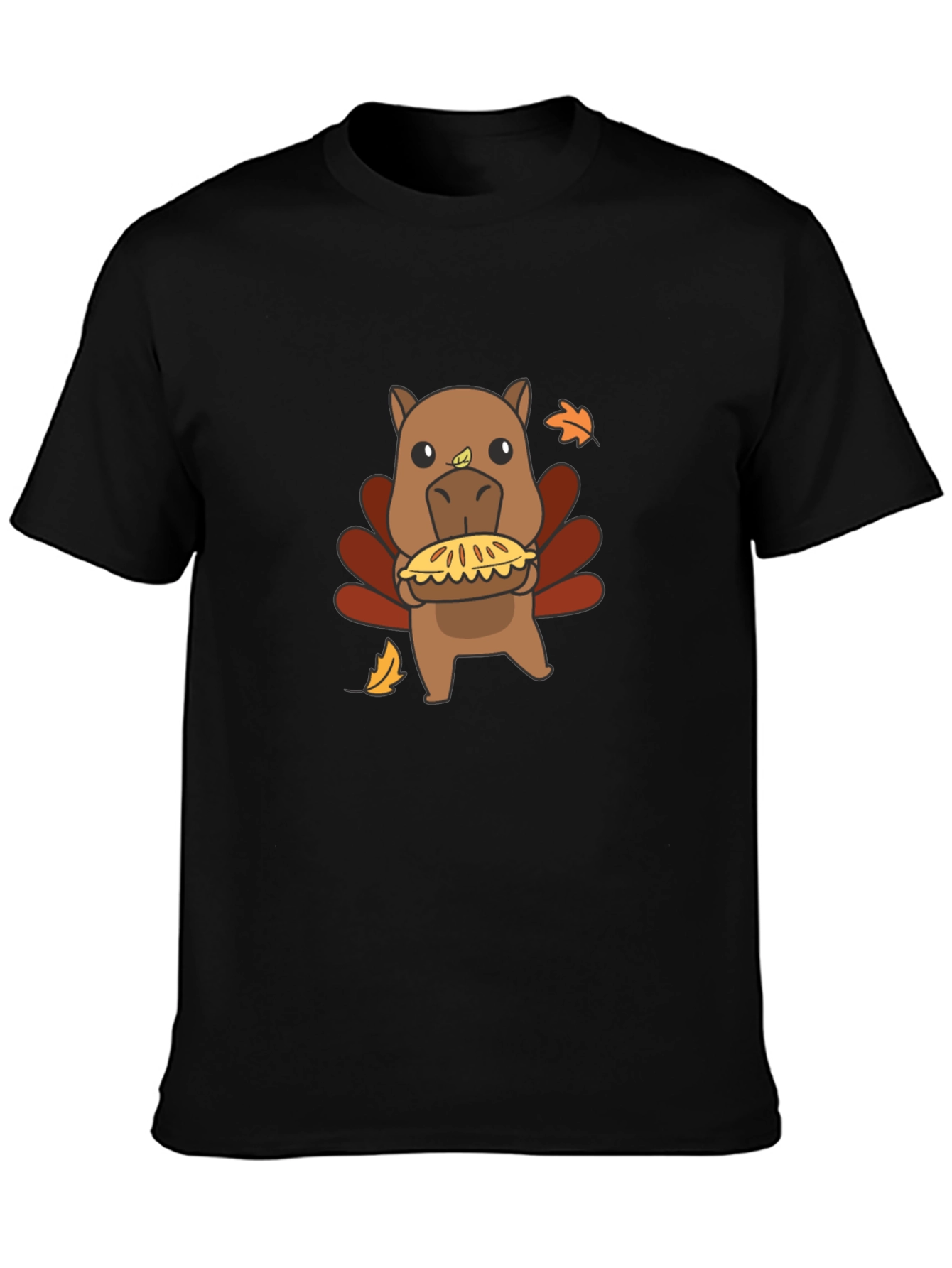 Camiseta Negra con Diseño Divertido de Pavo-Hipopótamo