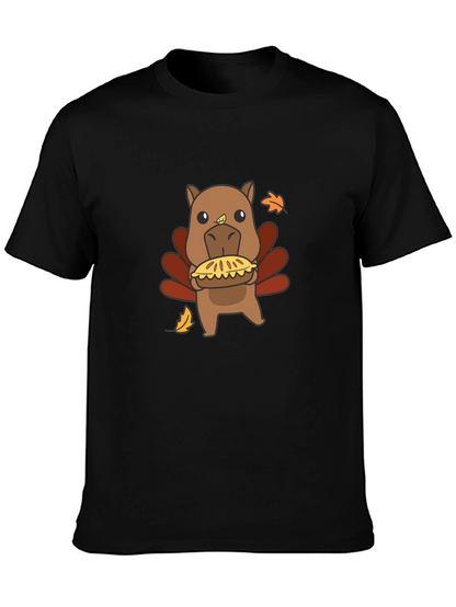 Camiseta Negra con Diseño Divertido de Pavo-Hipopótamo