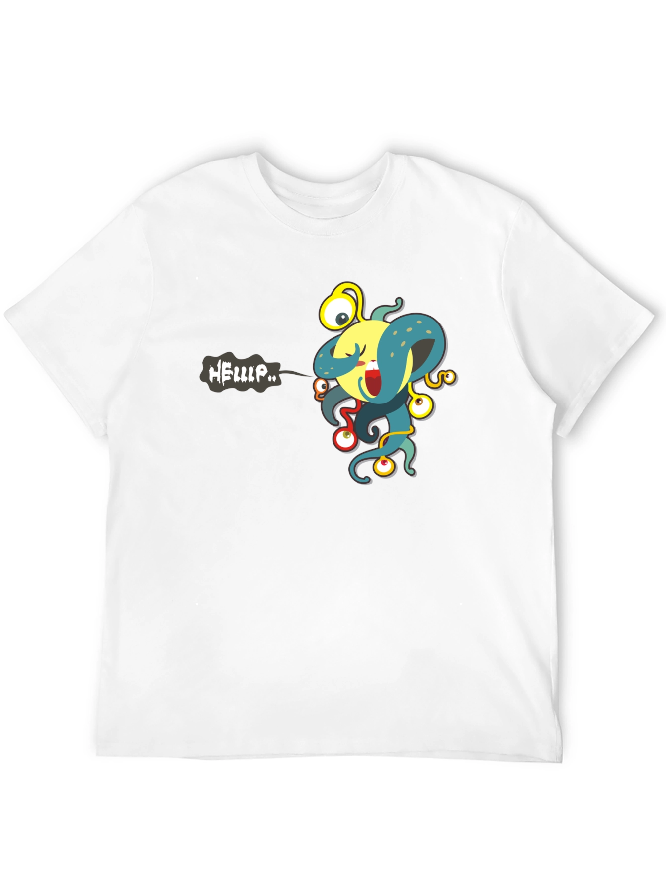 Camiseta Negra con Estampado de Monstruo Divertido