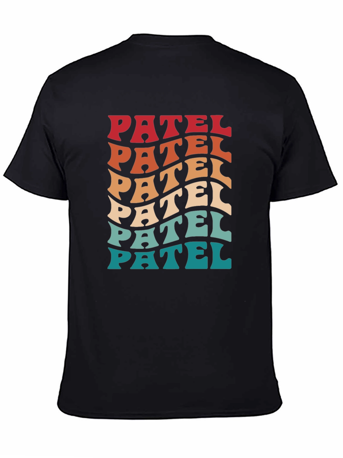 Camiseta Negra Patel Estilo Retro Ondulado