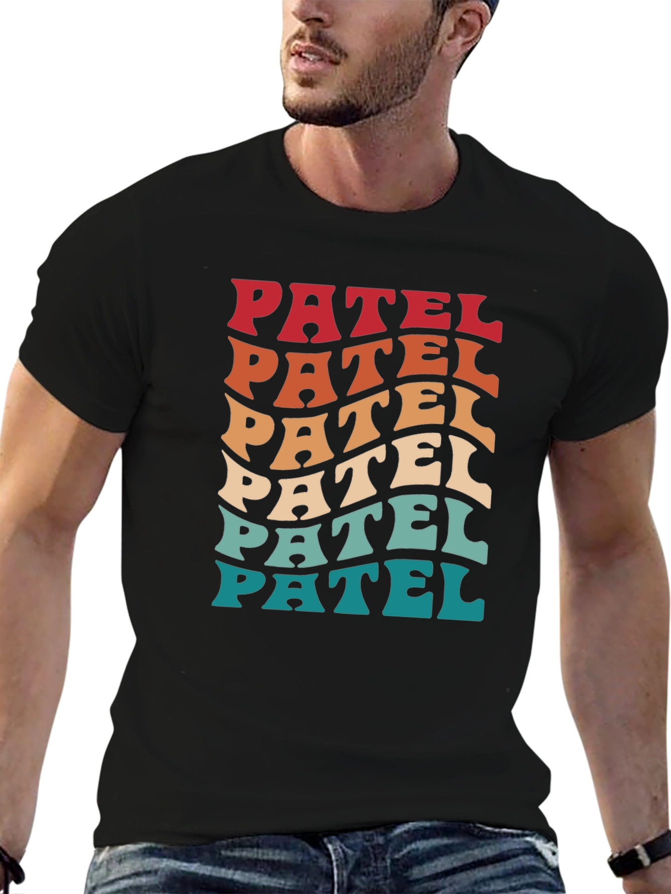Camiseta Negra Patel Estilo Retro Ondulado