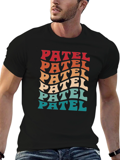 Camiseta Negra Patel Estilo Retro Ondulado