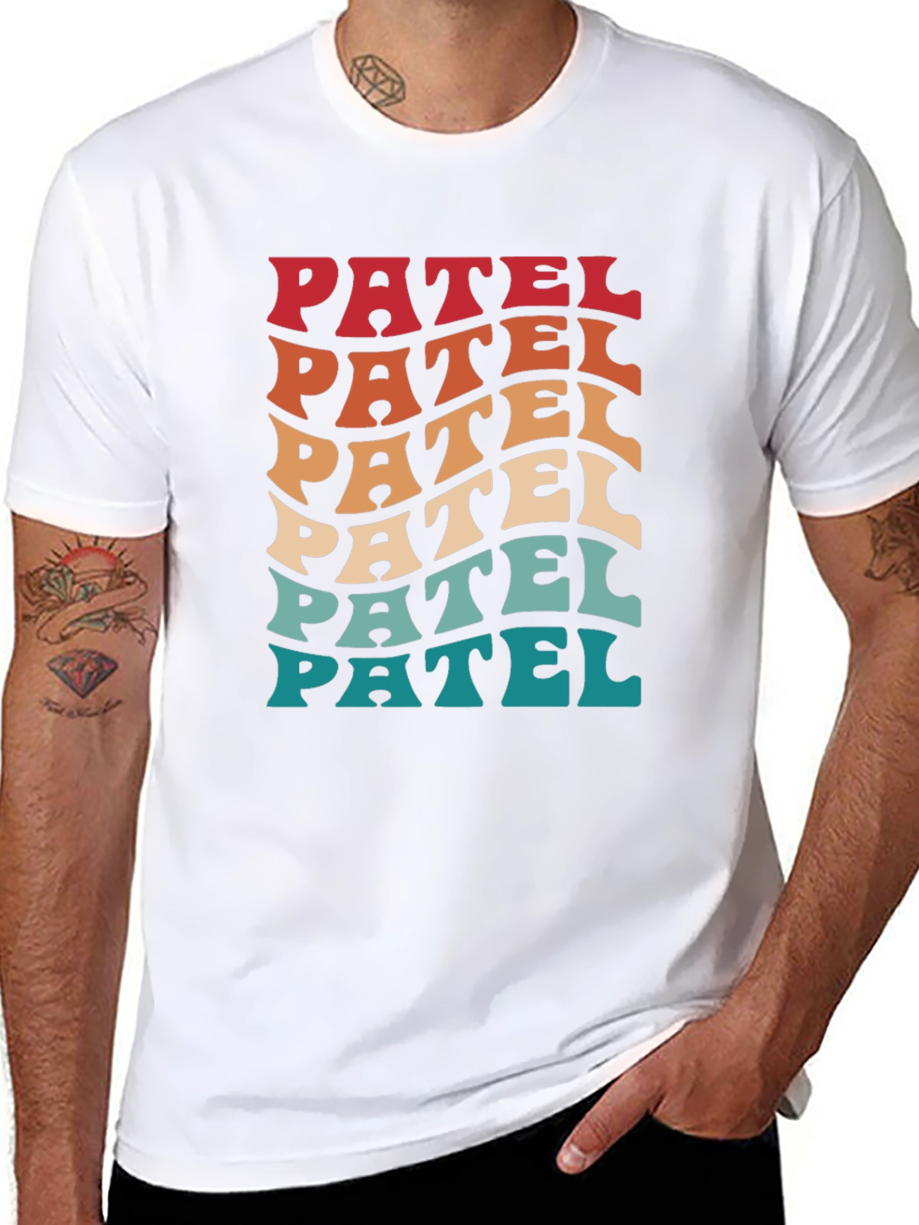 Camiseta Negra Patel Estilo Retro Ondulado
