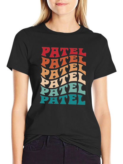 Camiseta Negra Patel Estilo Retro Ondulado