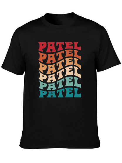 Camiseta Negra Patel Estilo Retro Ondulado