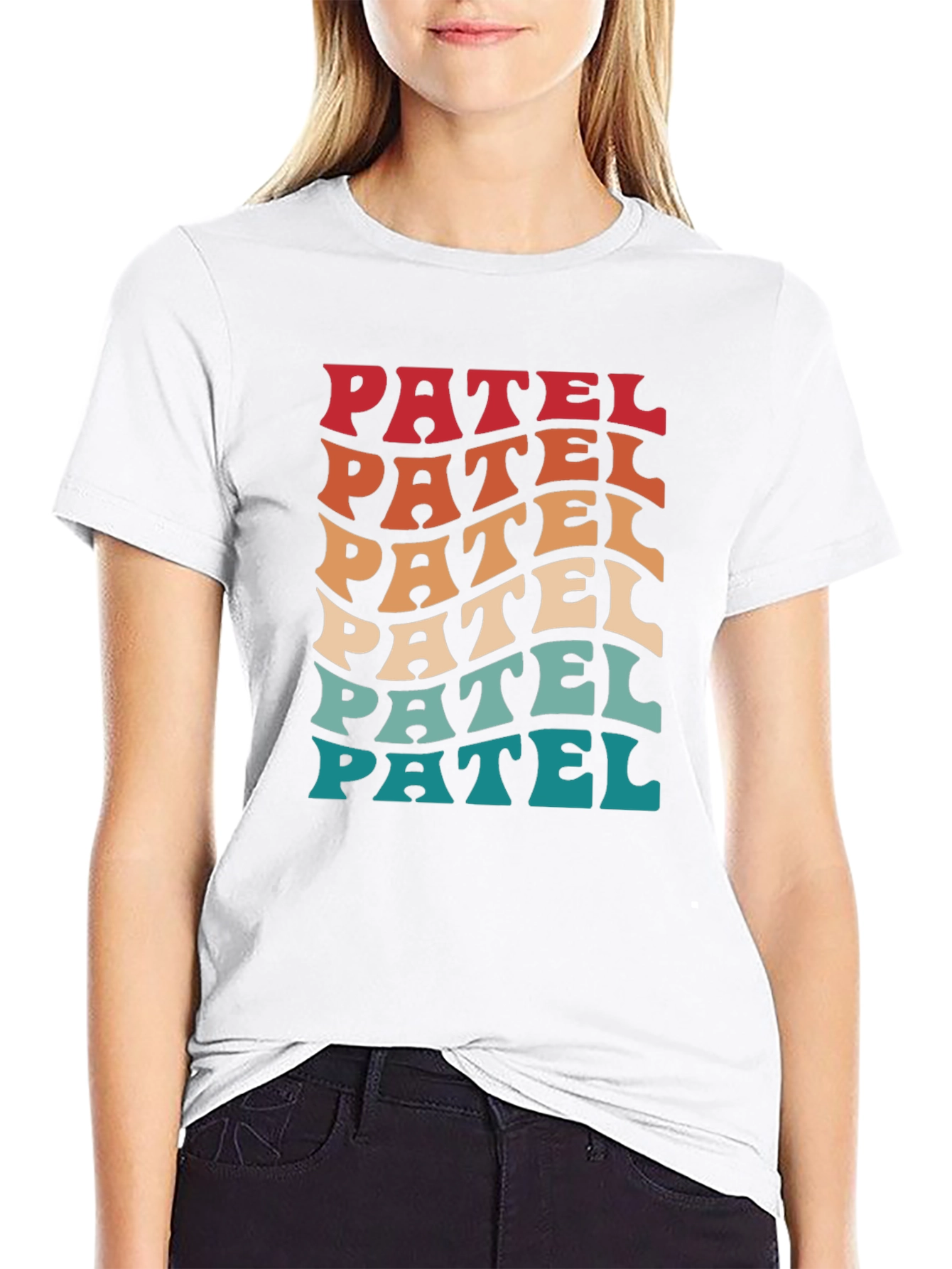 Camiseta Negra Patel Estilo Retro Ondulado