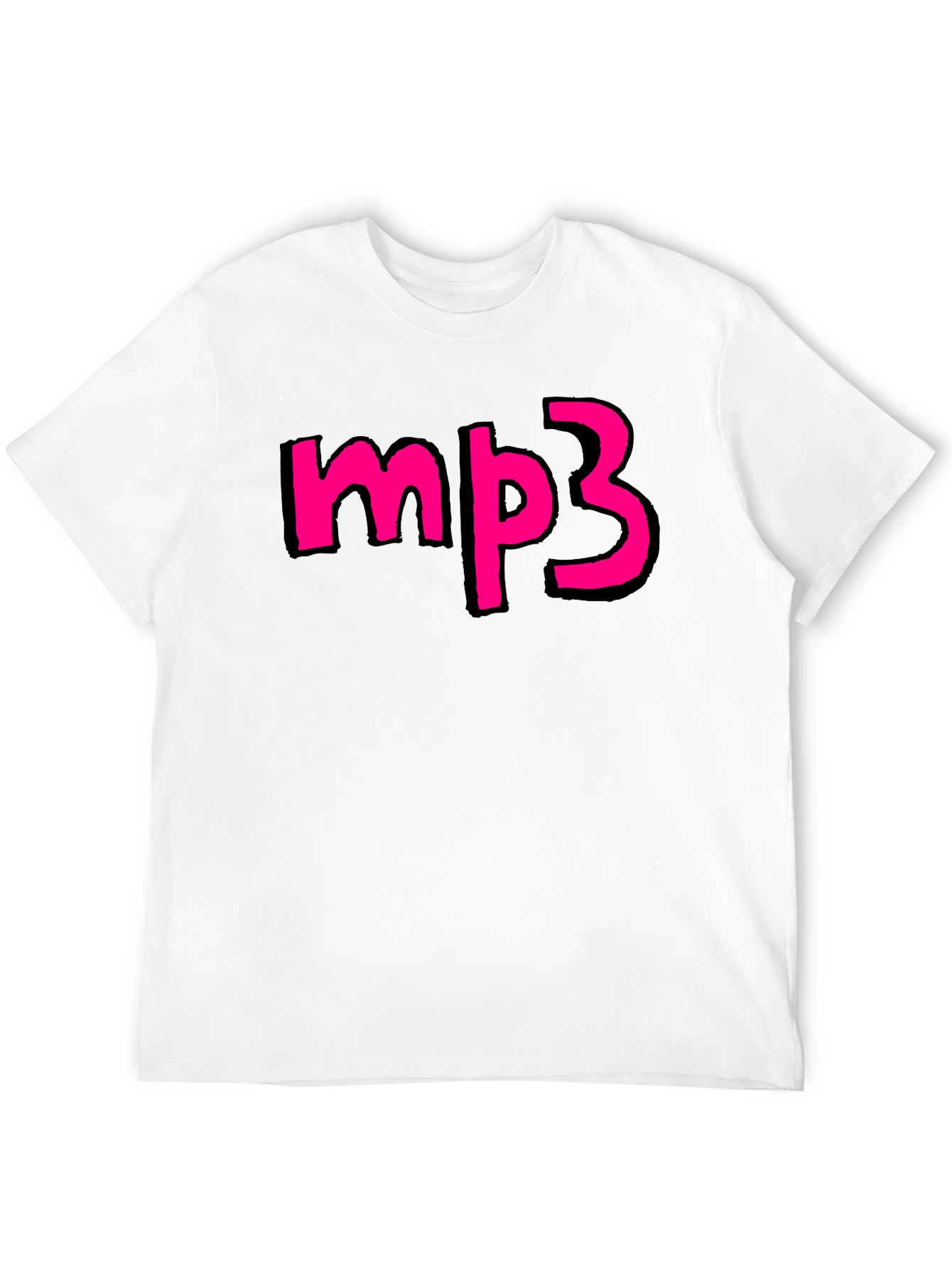 Camiseta Negra con Diseño mp3 Rosa