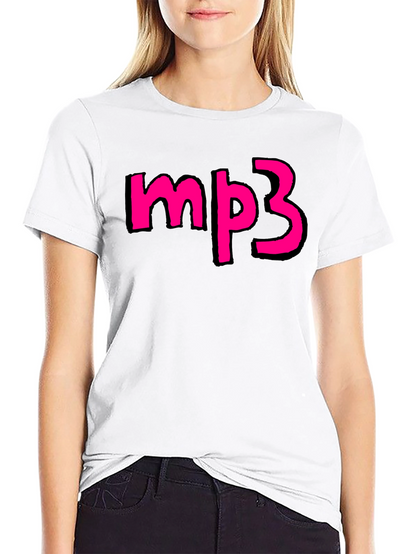 Camiseta Negra con Diseño mp3 Rosa