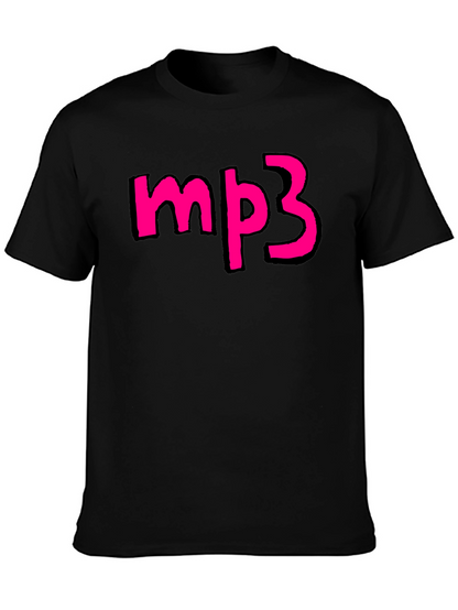 Camiseta Negra con Diseño mp3 Rosa
