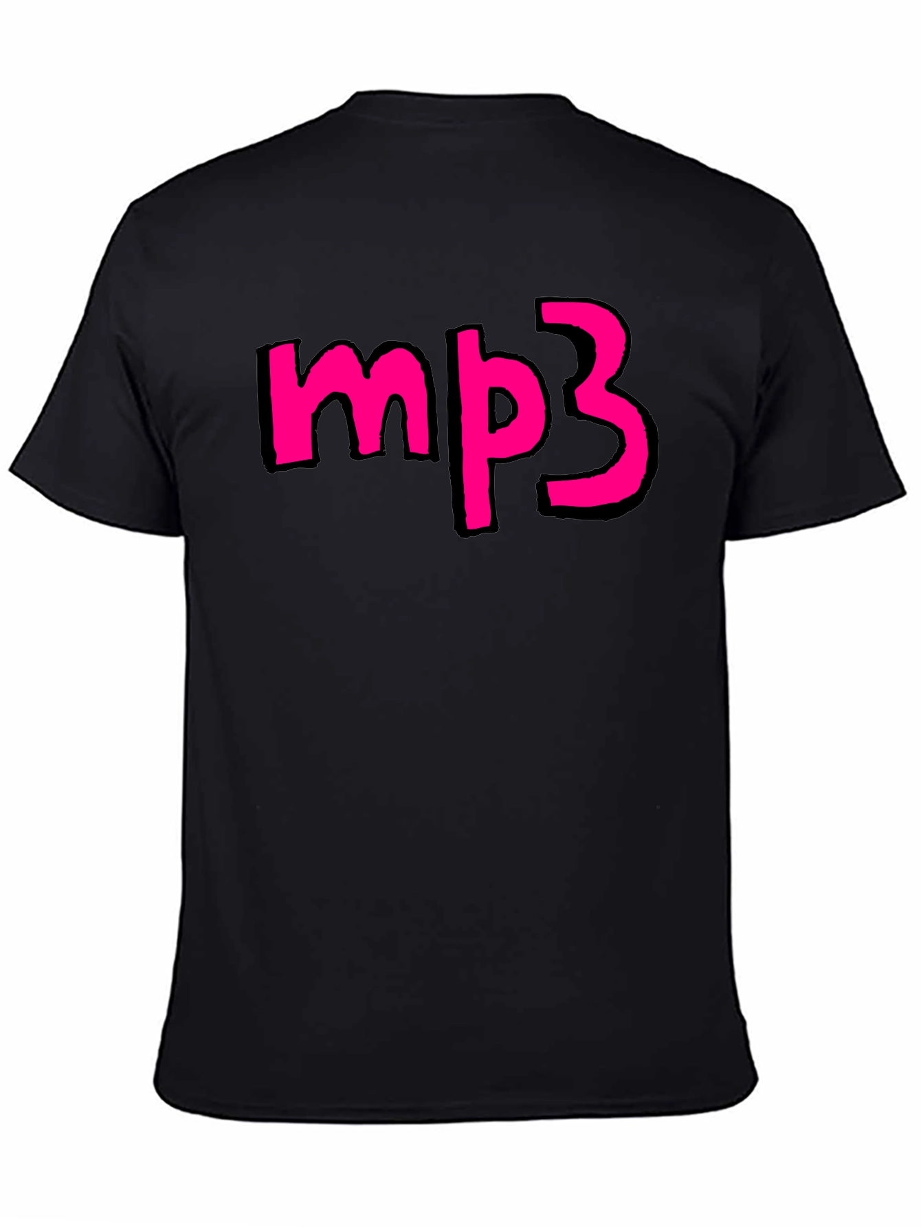 Camiseta Negra con Diseño mp3 Rosa