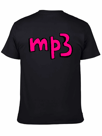 Camiseta Negra con Diseño mp3 Rosa