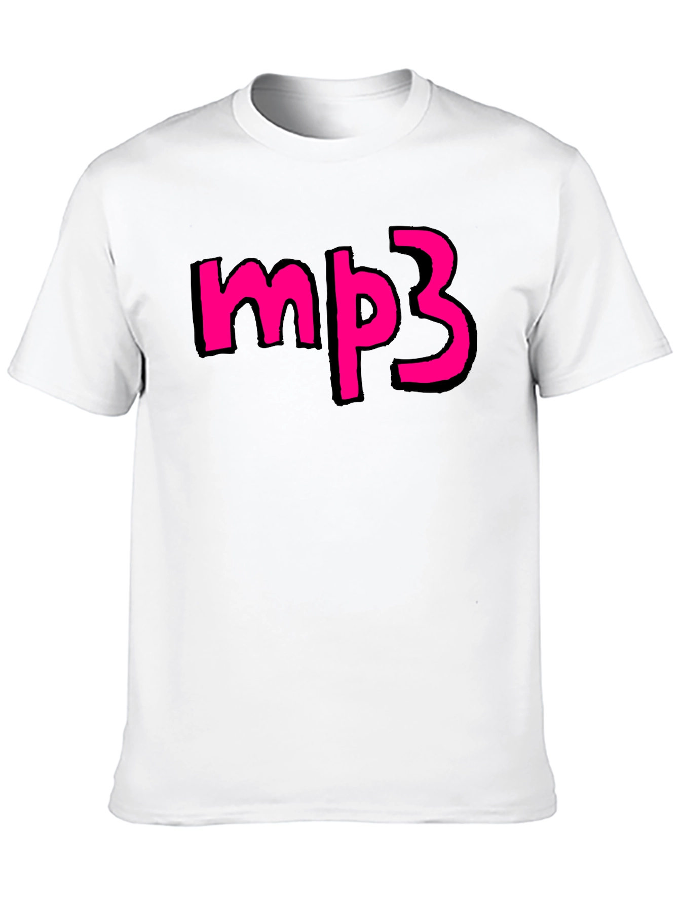 Camiseta Negra con Diseño mp3 Rosa