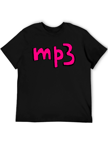Camiseta Negra con Diseño mp3 Rosa