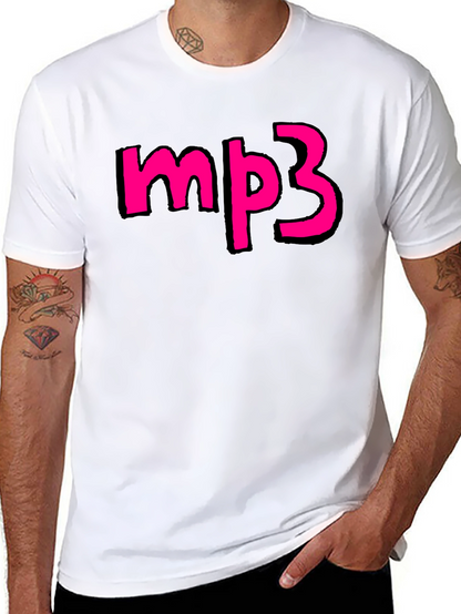 Camiseta Negra con Diseño mp3 Rosa