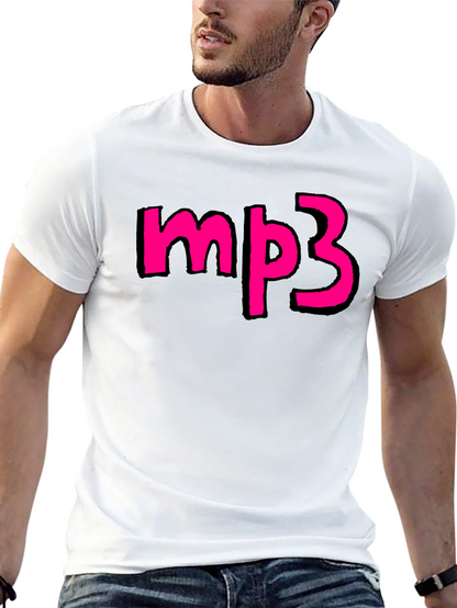 Camiseta Negra con Diseño mp3 Rosa