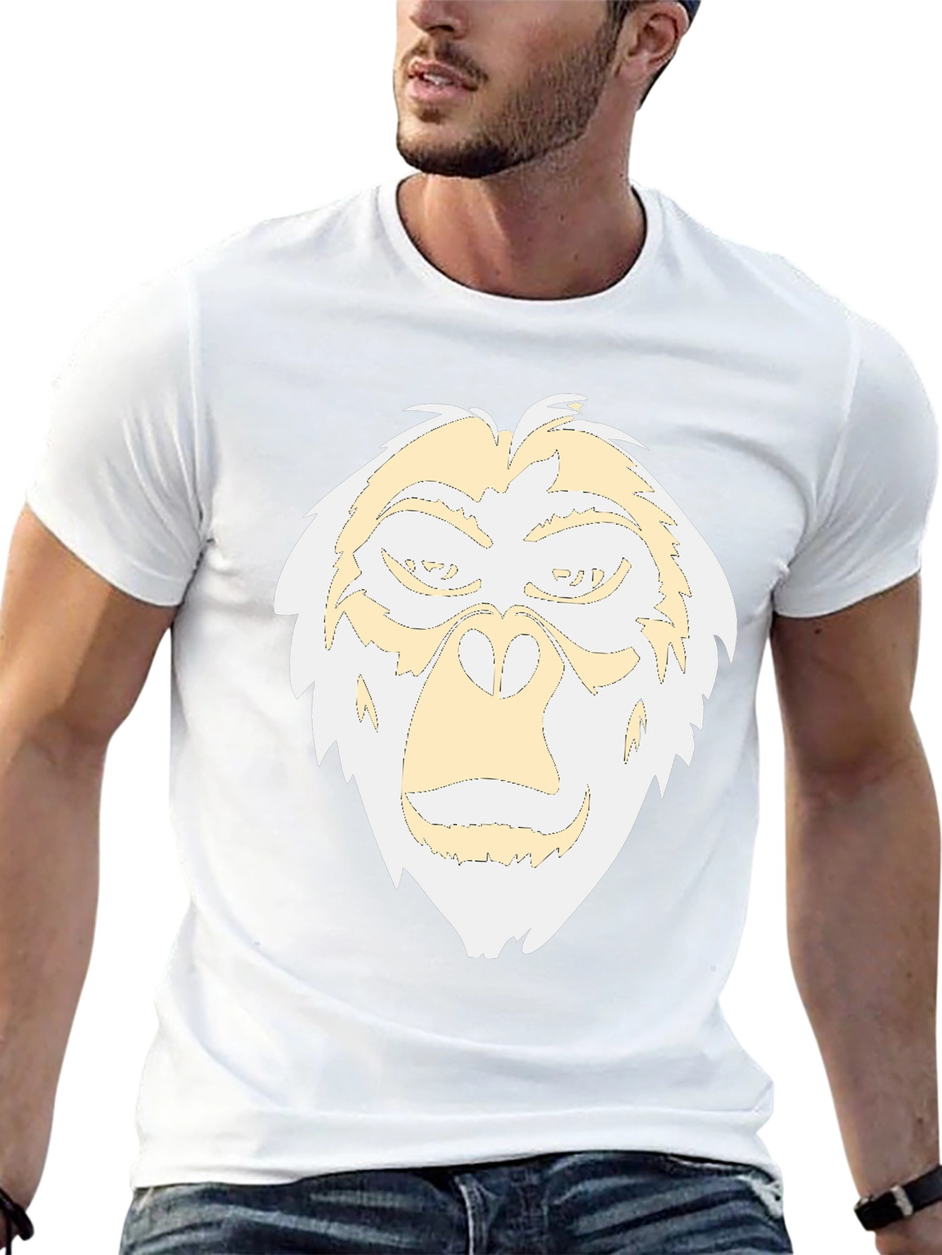 Camiseta Negra con Diseño de Gorila Abstracto