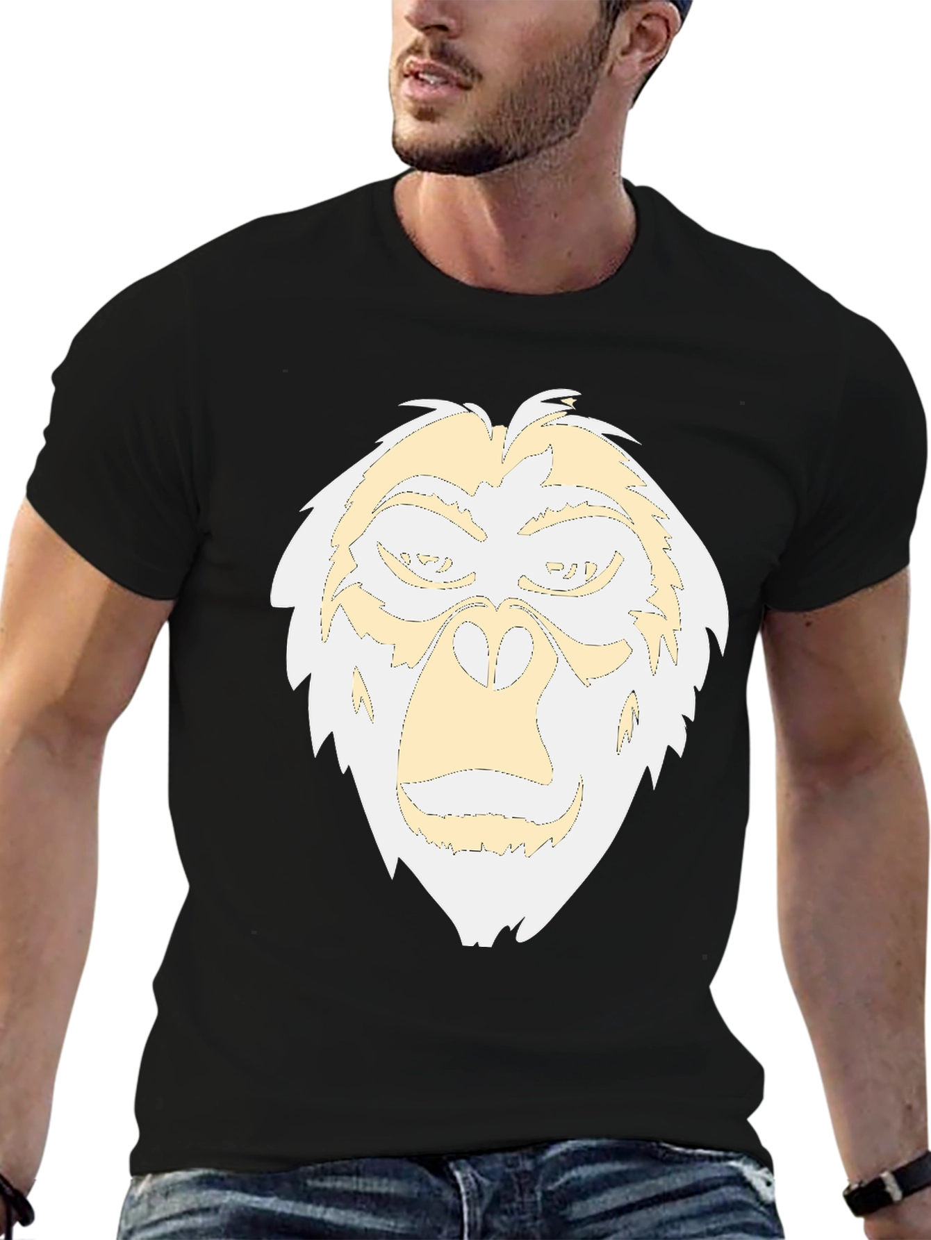 Camiseta Negra con Diseño de Gorila Abstracto