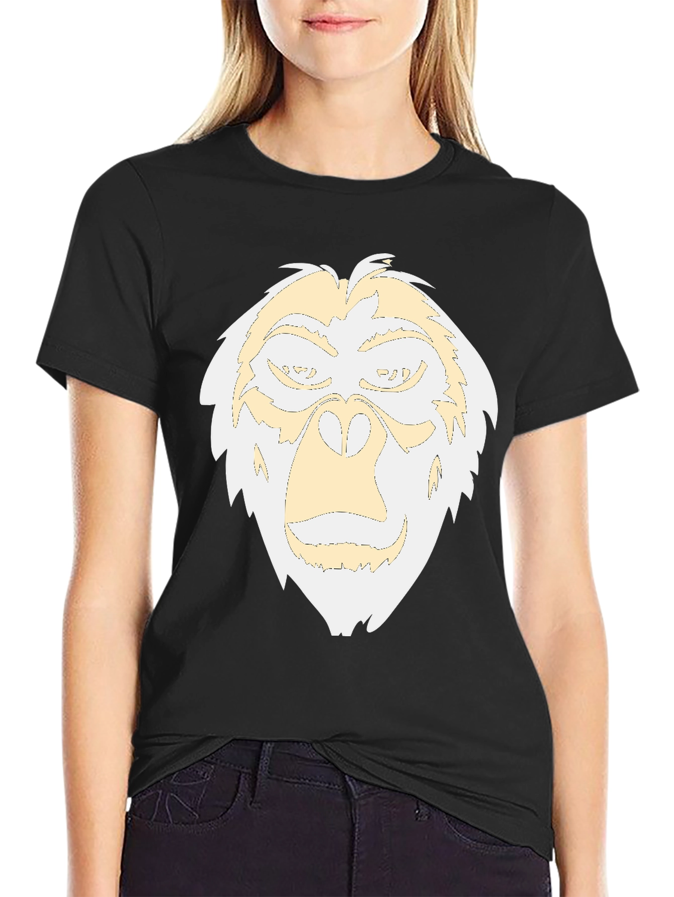 Camiseta Negra con Diseño de Gorila Abstracto