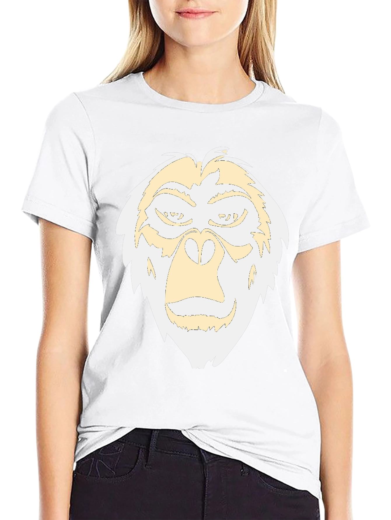 Camiseta Negra con Diseño de Gorila Abstracto