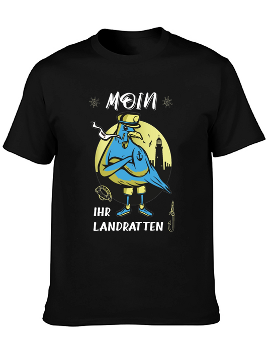 Camiseta Negra con Diseño Marinero Moin Ihr Landratten