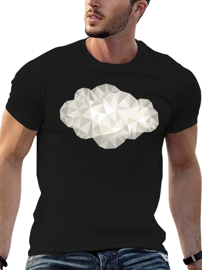 Camiseta Negra con Diseño de Nube Geométrica