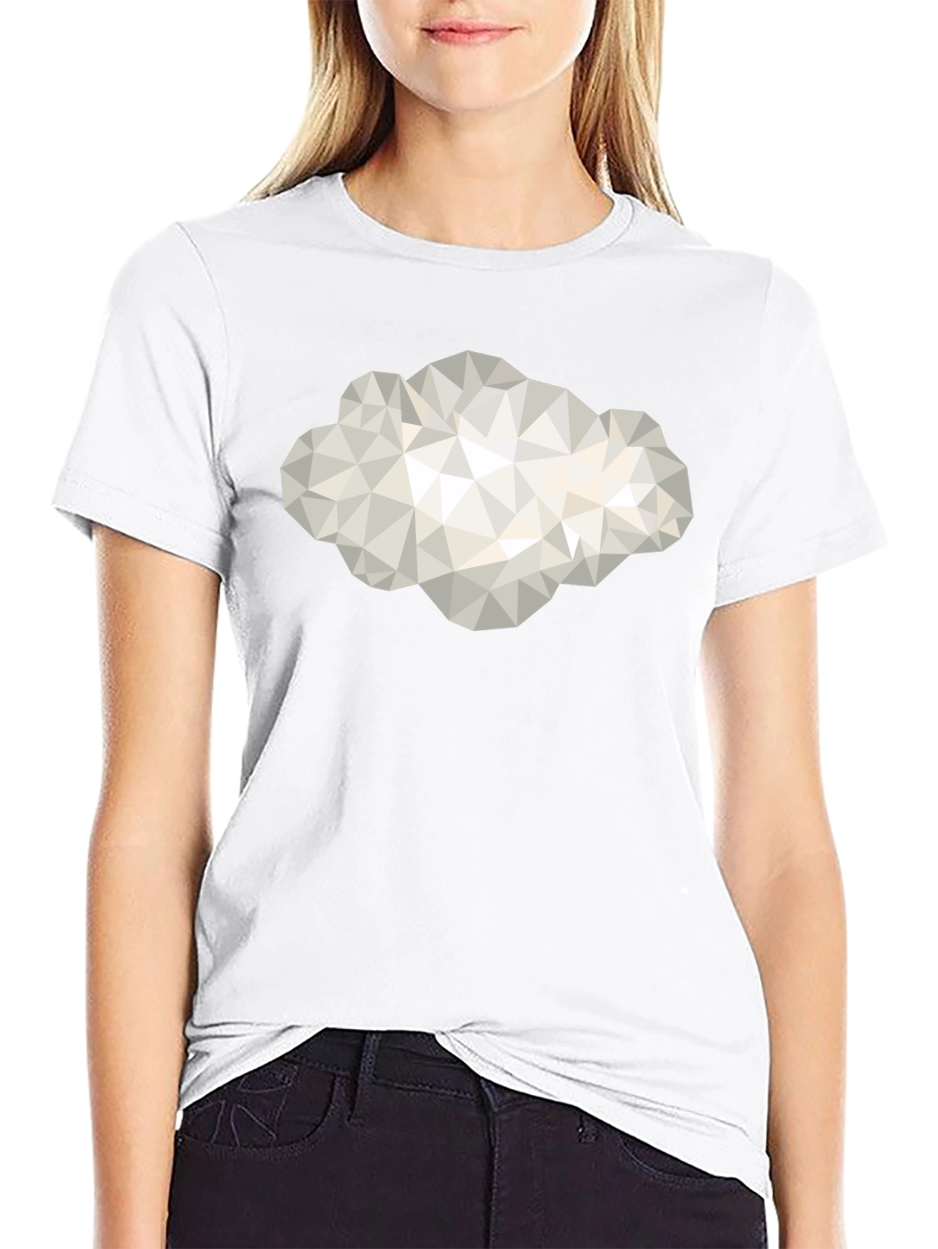 Camiseta Negra con Diseño de Nube Geométrica