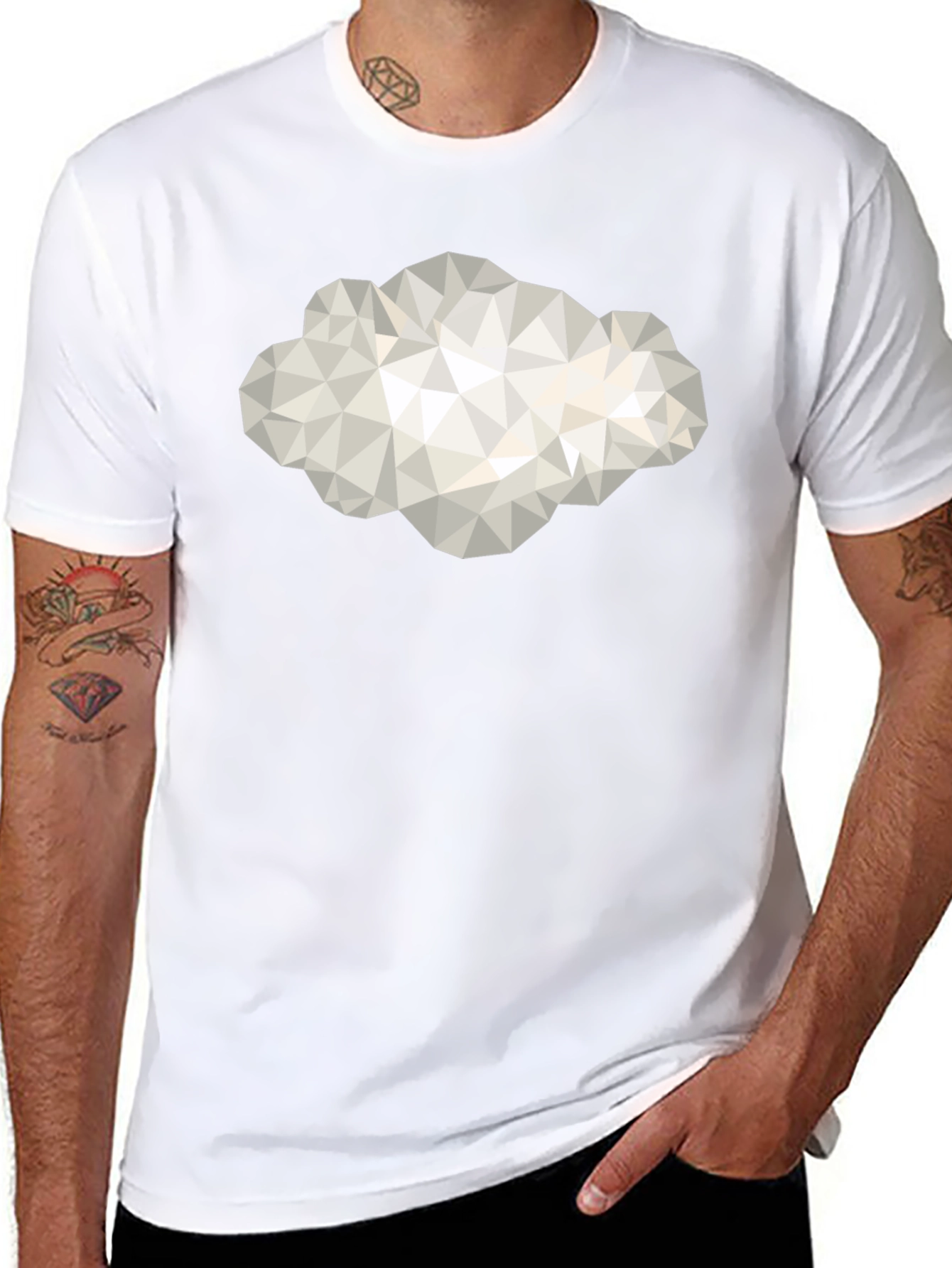 Camiseta Negra con Diseño de Nube Geométrica