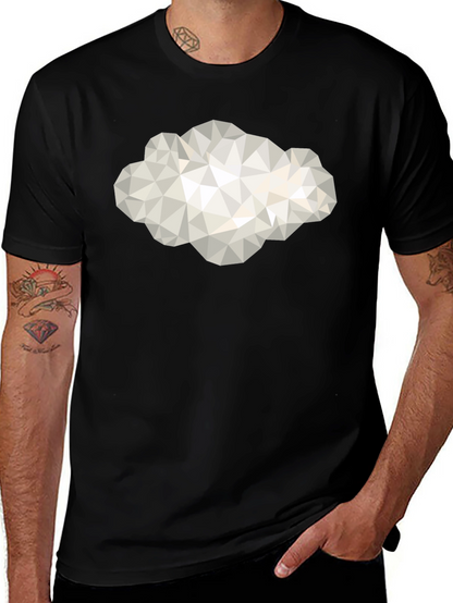 Camiseta Negra con Diseño de Nube Geométrica