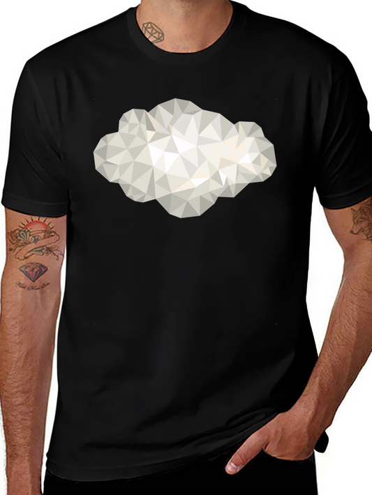 Camiseta Negra con Diseño de Nube Geométrica