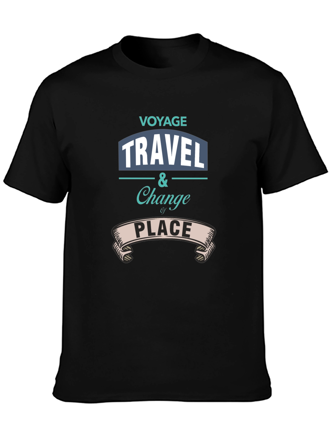 Camiseta Negra Estampada Viaje Viajar Cambiar