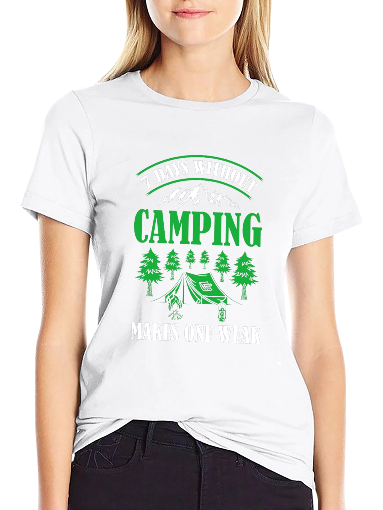 Camiseta Negra de Camping - 7 Días Sin Acampar