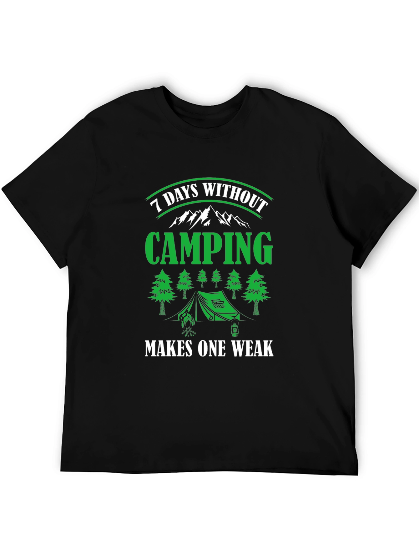 Camiseta Negra de Camping - 7 Días Sin Acampar