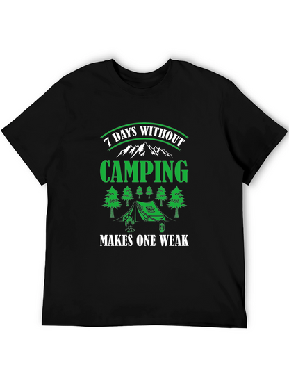 Camiseta Negra de Camping - 7 Días Sin Acampar