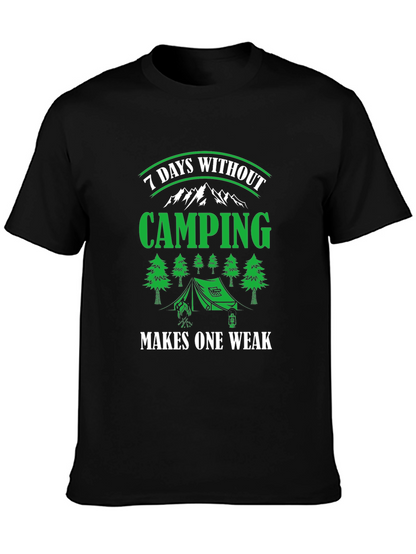 Camiseta Negra de Camping - 7 Días Sin Acampar