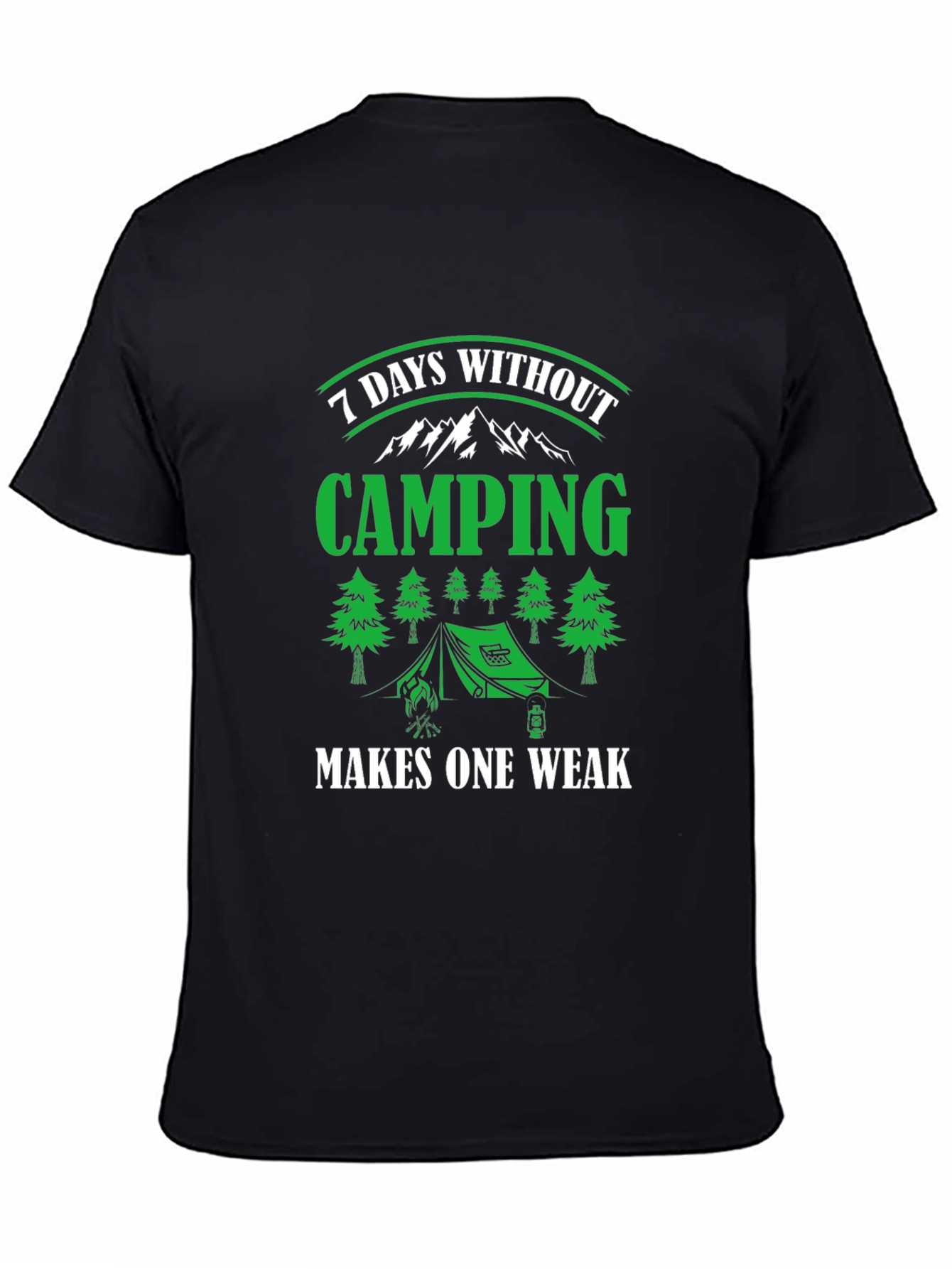 Camiseta Negra de Camping - 7 Días Sin Acampar