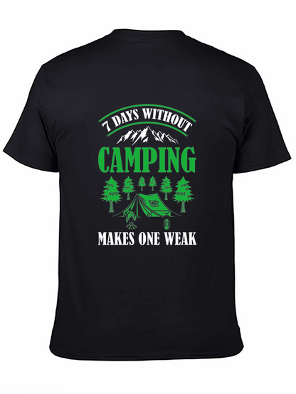 Camiseta Negra de Camping - 7 Días Sin Acampar