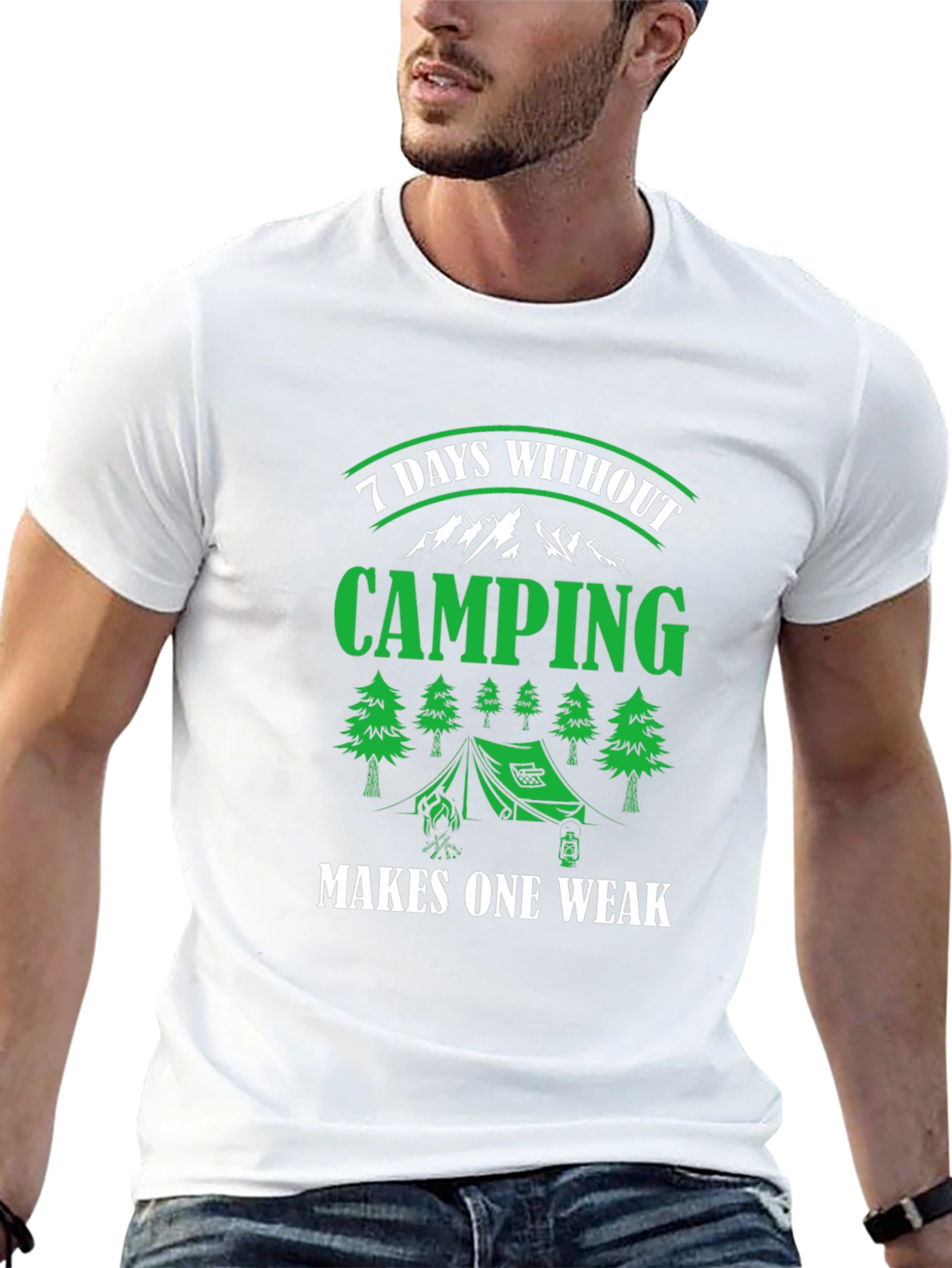 Camiseta Negra de Camping - 7 Días Sin Acampar