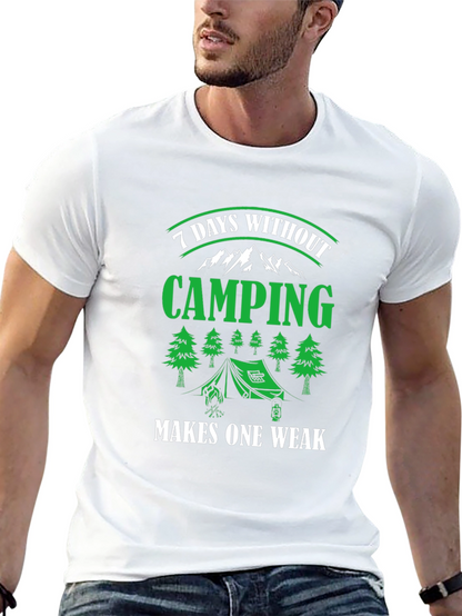 Camiseta Negra de Camping - 7 Días Sin Acampar