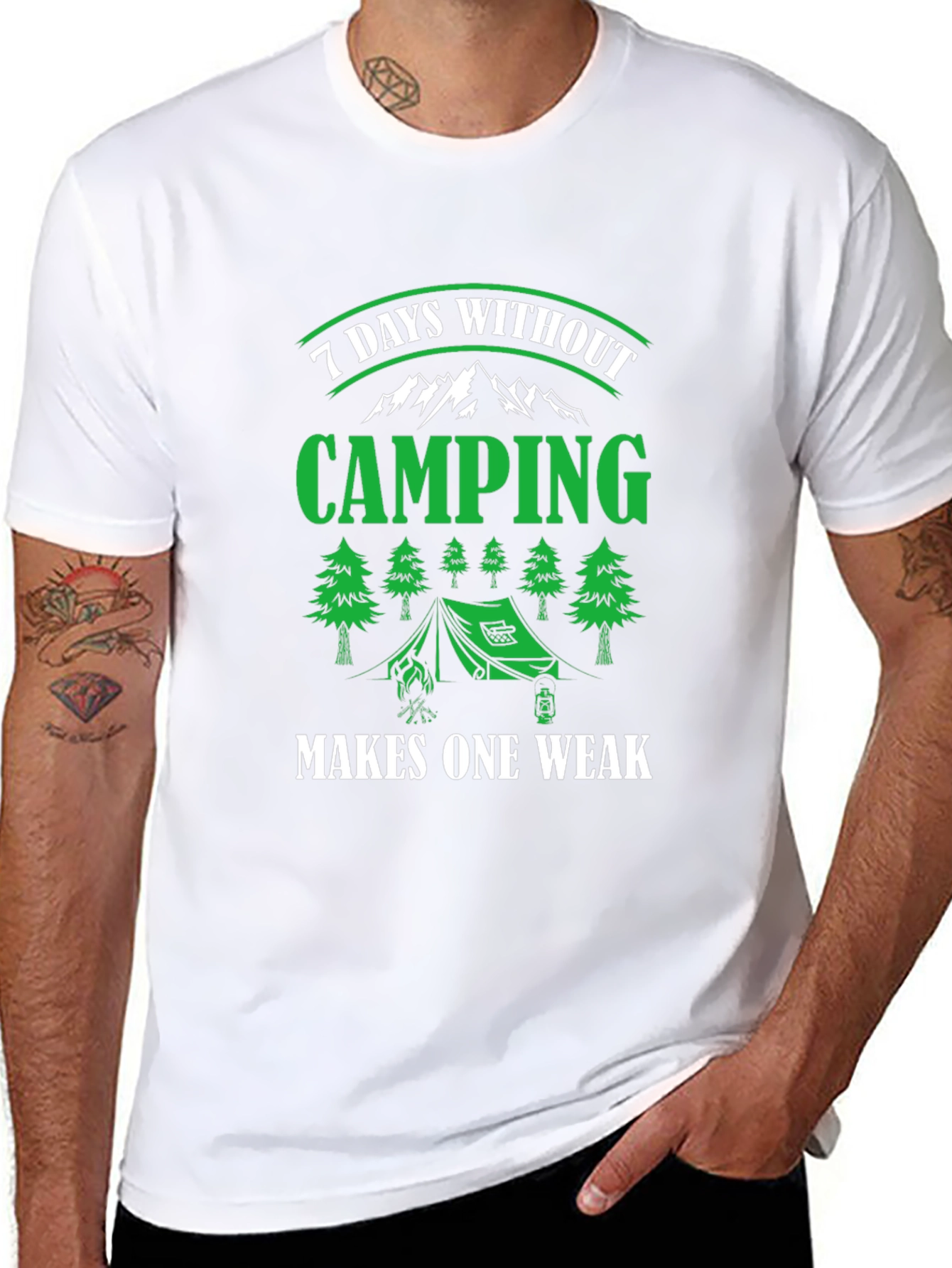 Camiseta Negra de Camping - 7 Días Sin Acampar