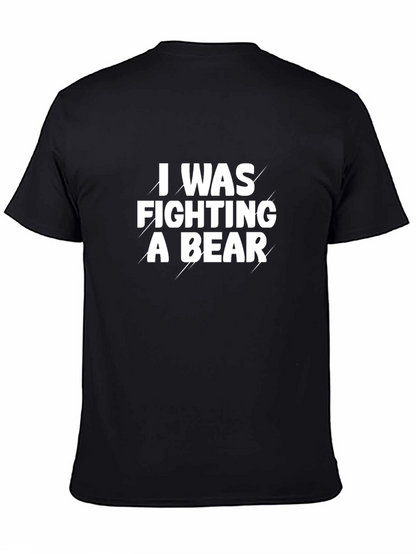 Camiseta Negra I Was Fighting a Bear Divertida