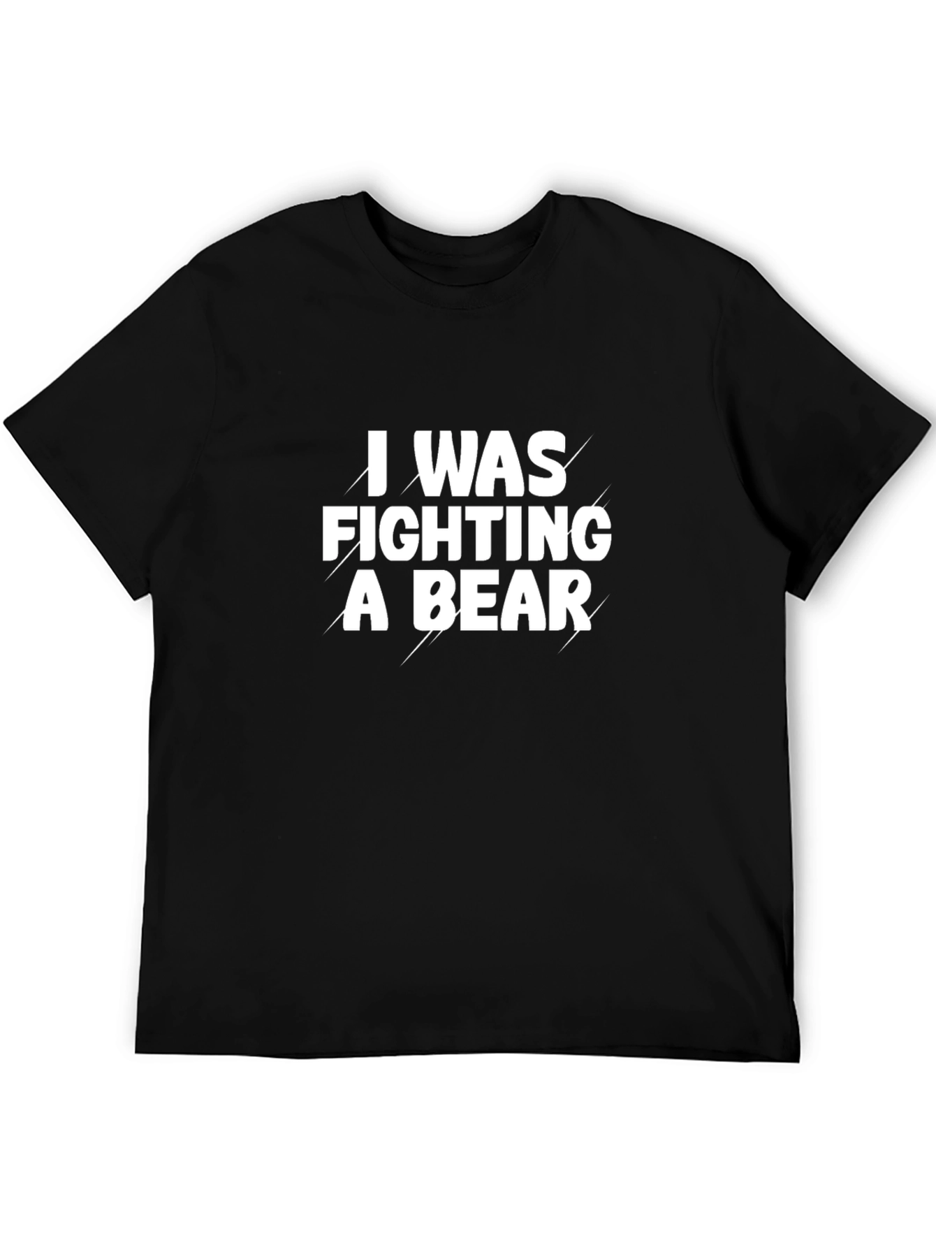 Camiseta Negra I Was Fighting a Bear Divertida