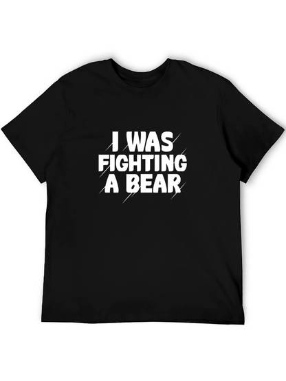 Camiseta Negra I Was Fighting a Bear Divertida