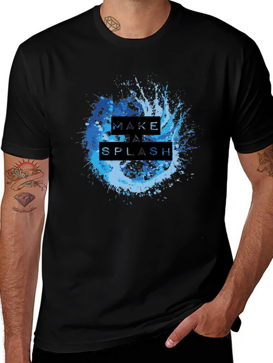 Camiseta Negra Make a Splash con Diseño de Salpicadura Azul