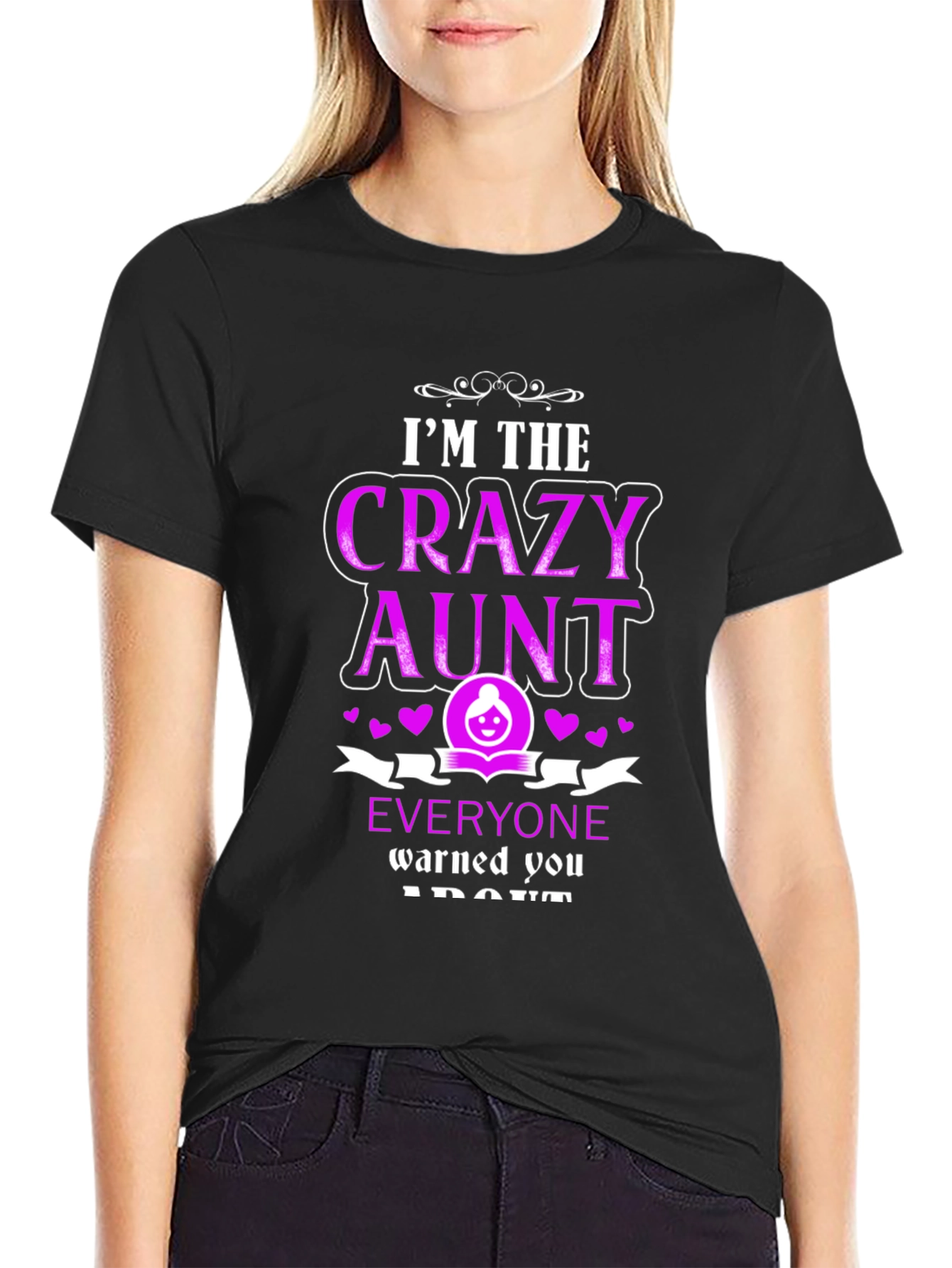 Camiseta Negra Crazy Aunt para Mujer
