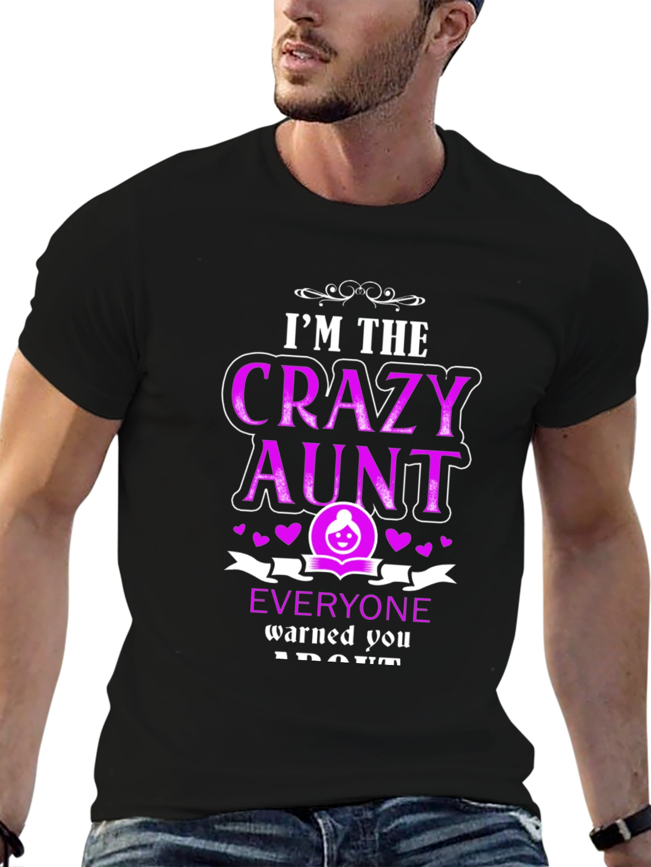Camiseta Negra Crazy Aunt para Mujer