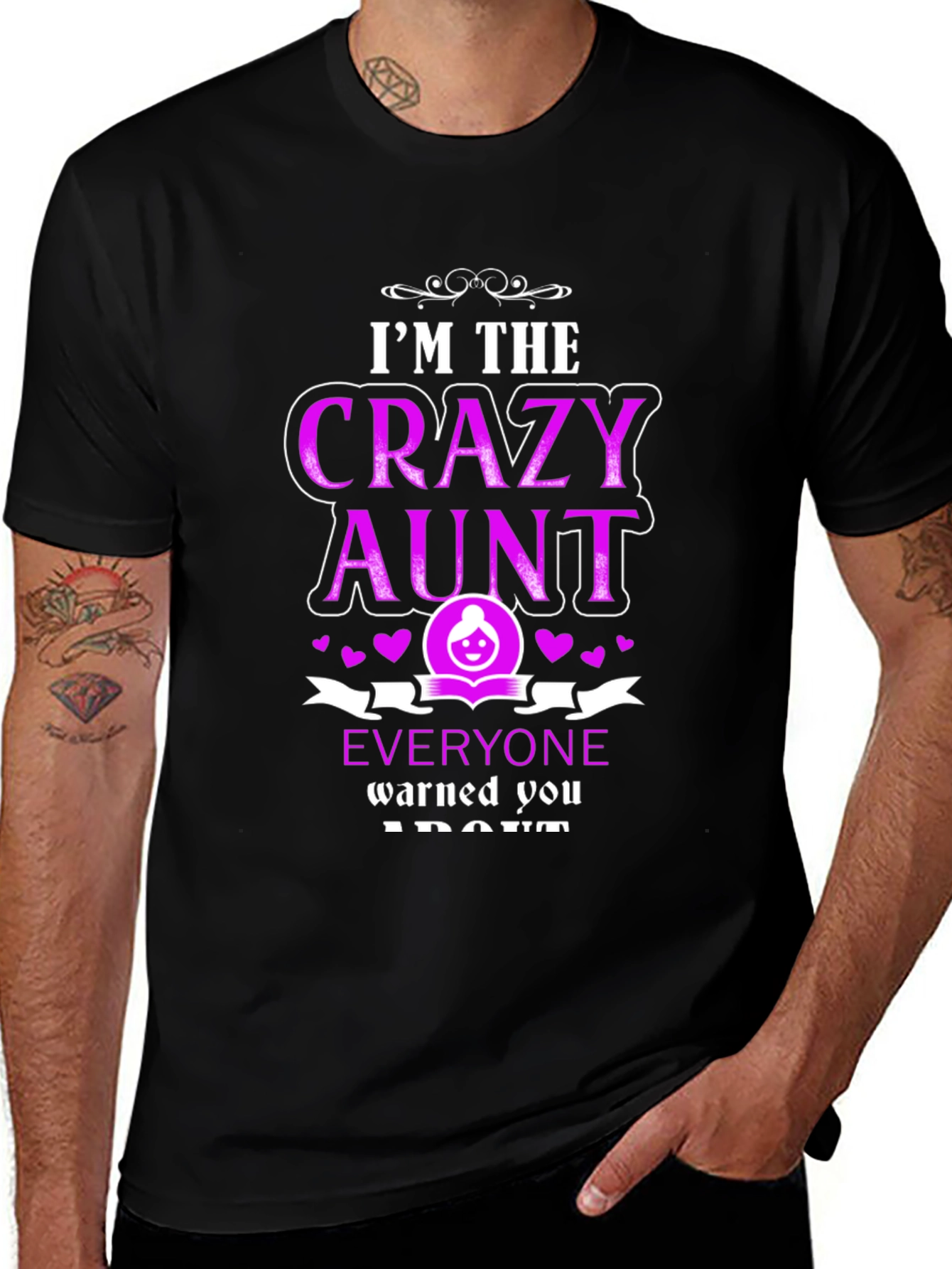 Camiseta Negra Crazy Aunt para Mujer